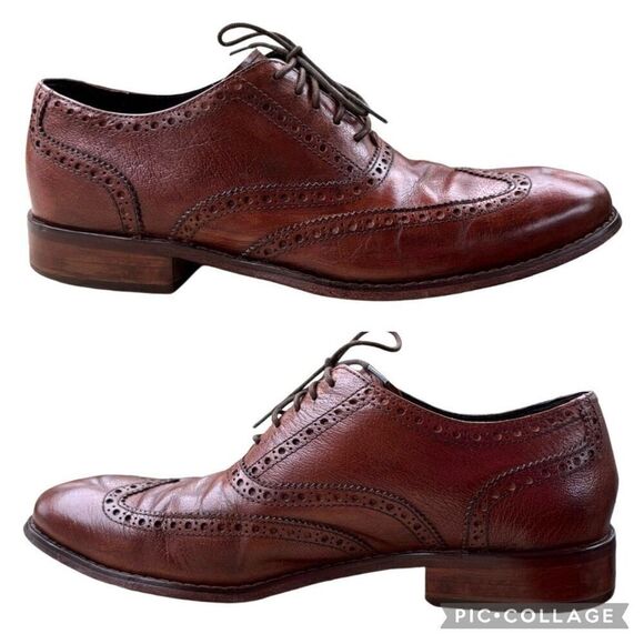 Cole Haan British Tan-Dark Chocolate Classic Modern Wingtip Lace Up Men Sz 10 main image 8